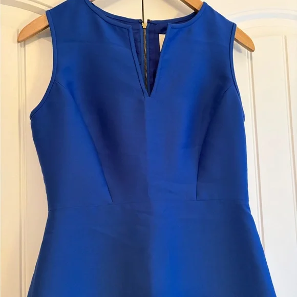 Kate Spade Royal Blue A Line Mini Dress V Neck Gold Zipper Women's Size‎ 4 - Picture 2 of 11